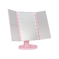 CosmeticBox Schminkspiegel LED 2-fach klappbar rosa
